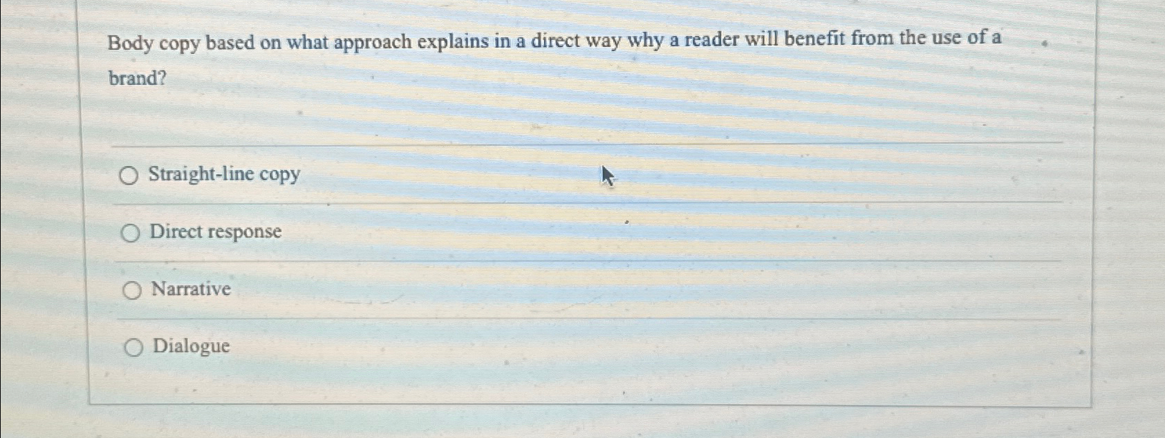  Body copy based on what approach explains in a direct way