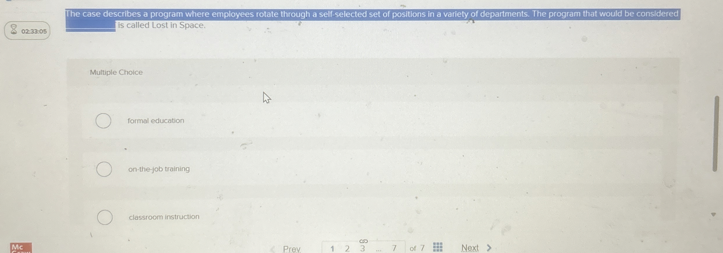  The case describes a program where employees rotate through a self-selected