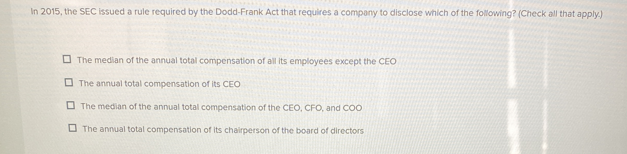  In 2015, the SEC issued a rule required by the Dodd-Frank