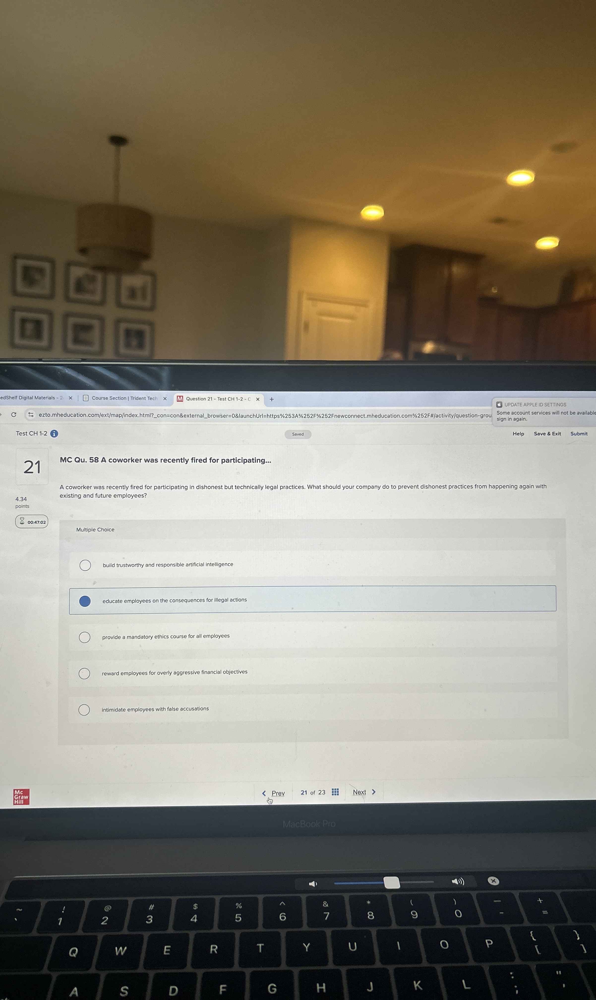  edShelf Digital Materials Course Section I Trident Tech Question 21- Test
