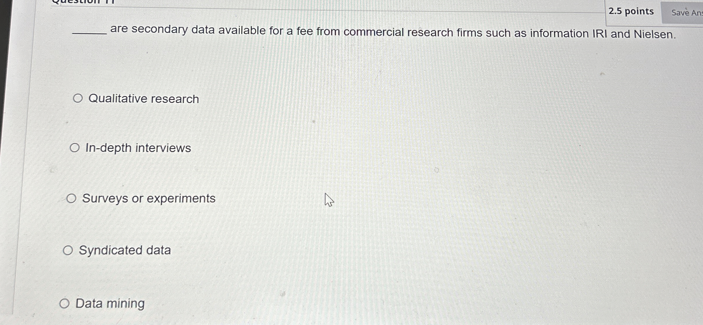  2.5 points are secondary data available for a fee from commercial