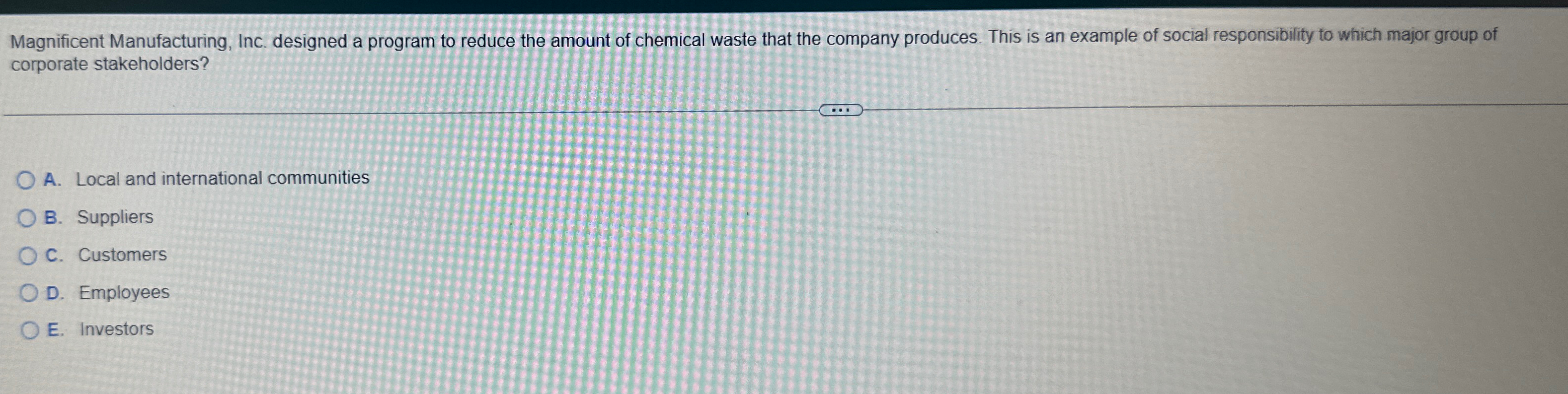  Magnificent Manufacturing, Inc. designed a program to reduce the amount of