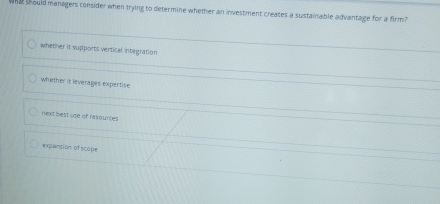  whac should managers consider when trying to determine whether an investment