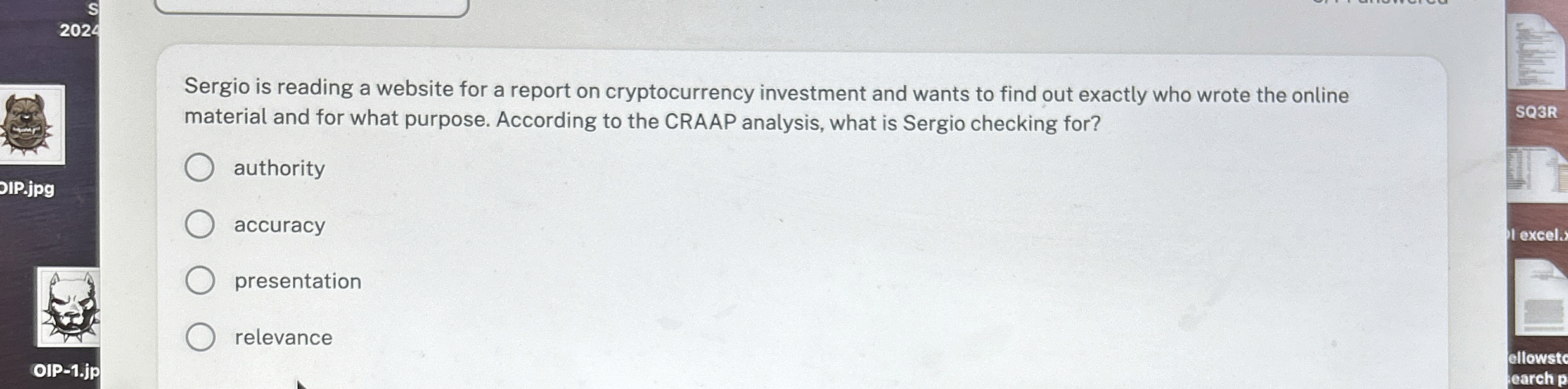 Sergio is reading a website for a report on cryptocurrency investment
