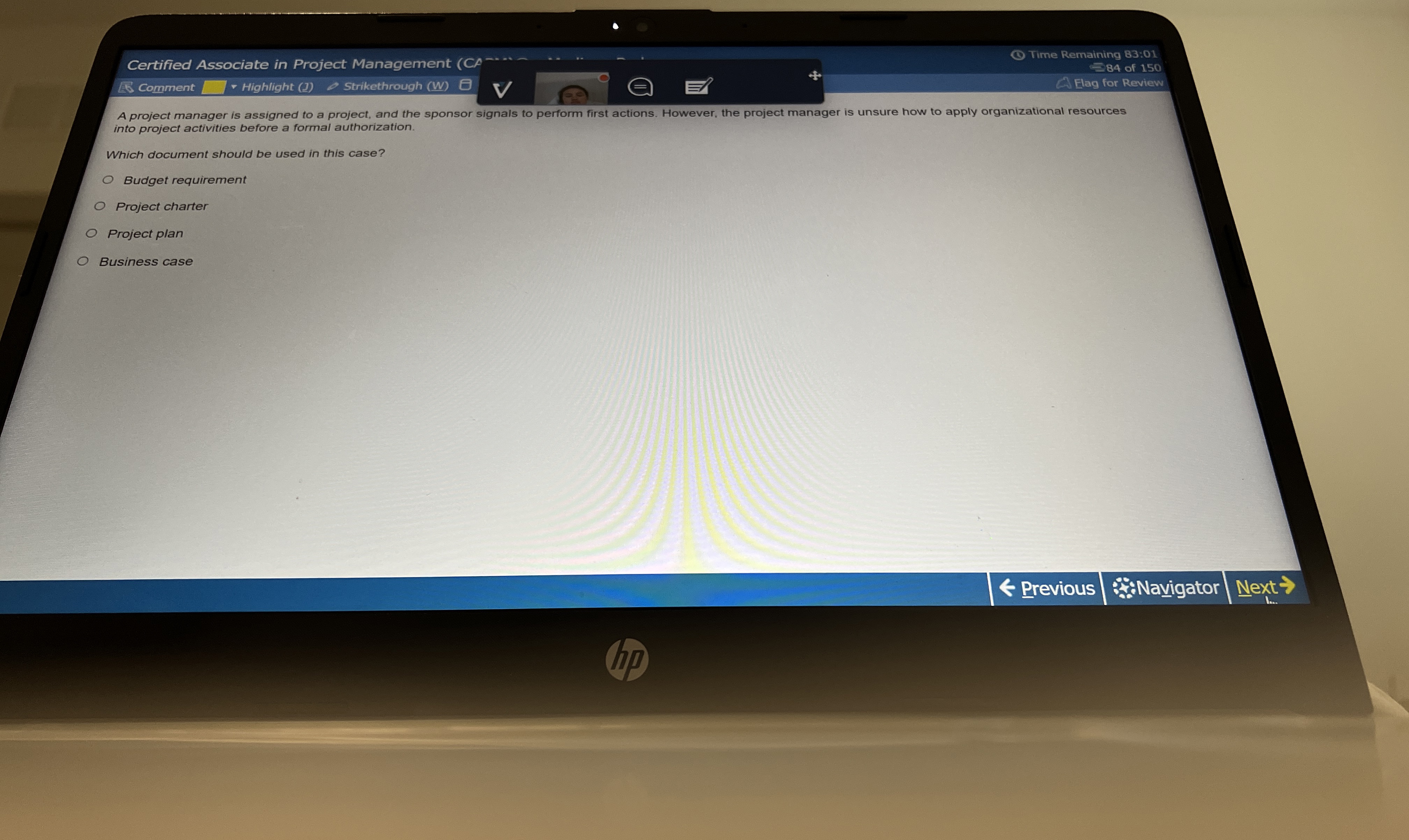  Certified Associate in Project Management Time Remaining 83:01 =84 of 150