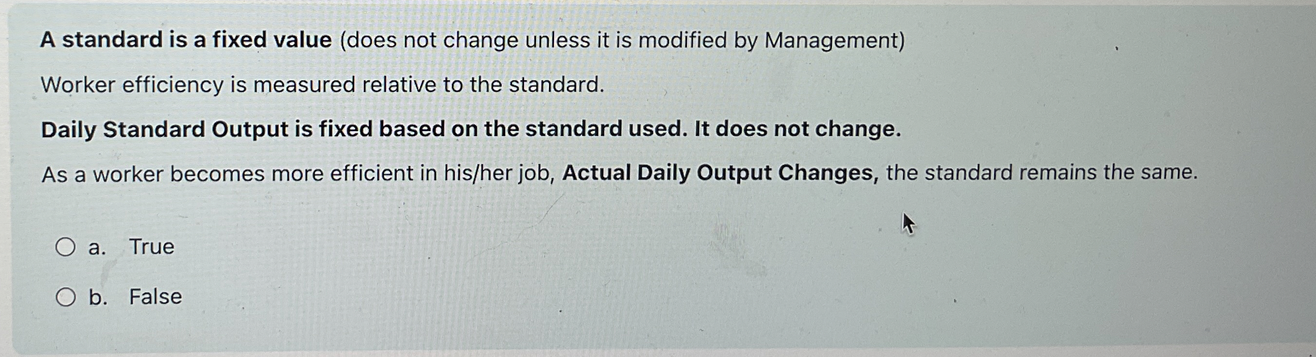  A standard is a fixed value (does not change unless it