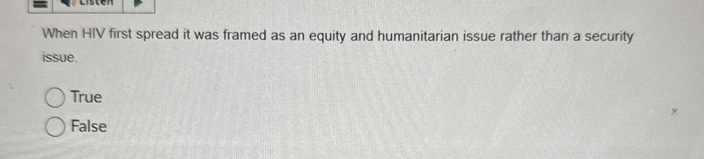  When HIV first spread it was framed as an equity and
