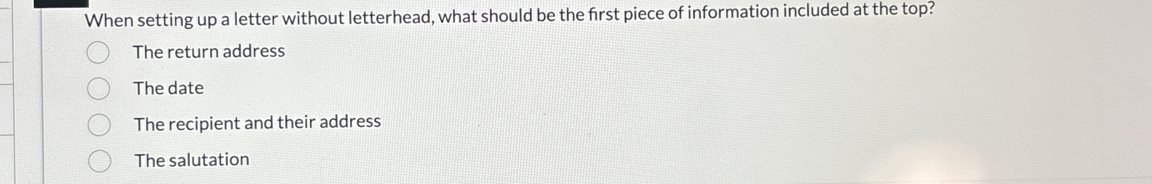  When setting up a letter without letterhead, what should be the
