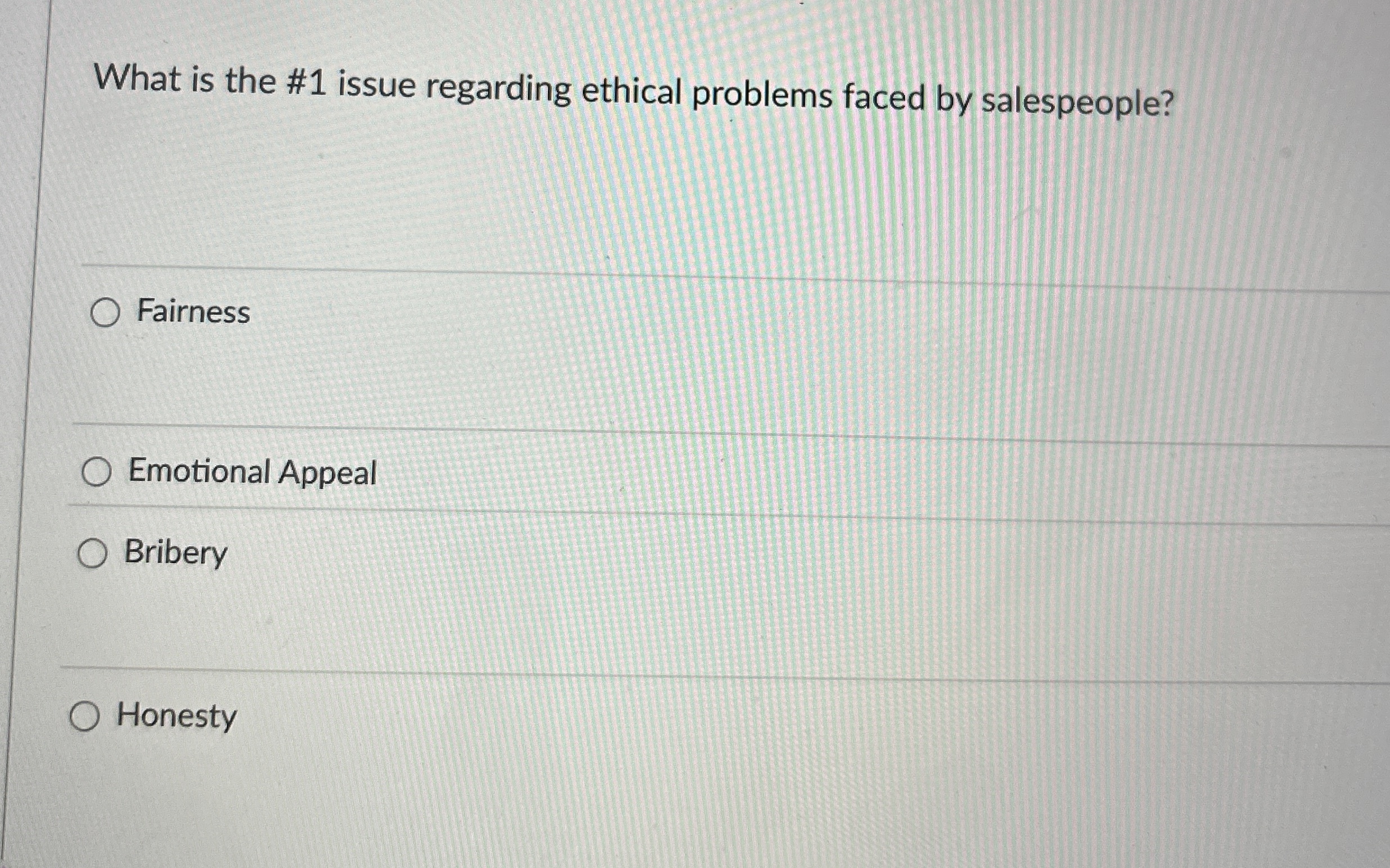  What is the #1 issue regarding ethical problems faced by salespeople?