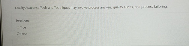  Quality Assurance Tools and Techniques may involve process analysis, quality audits,