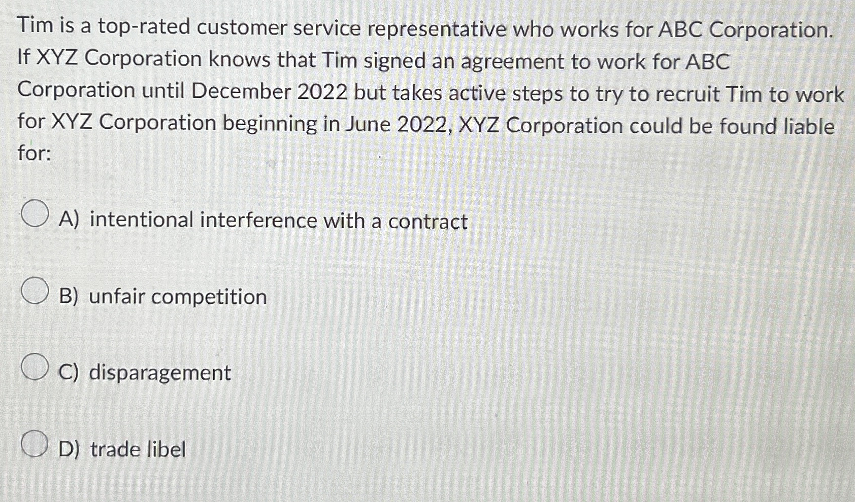  Tim is a top-rated customer service representative who works for ABC