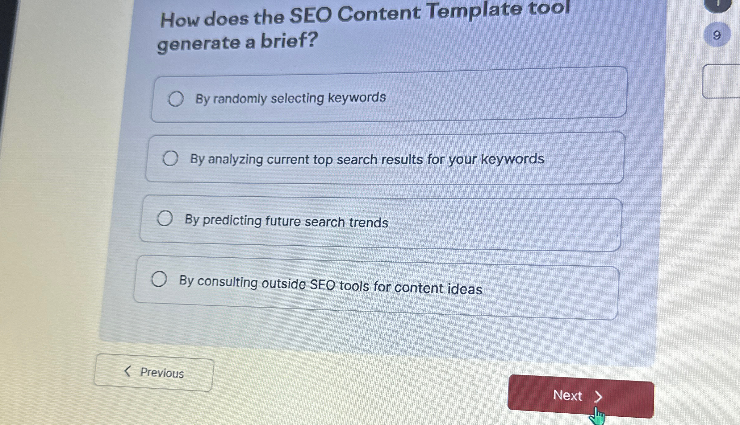  How does the SEO Content Template tool generate a brief? By