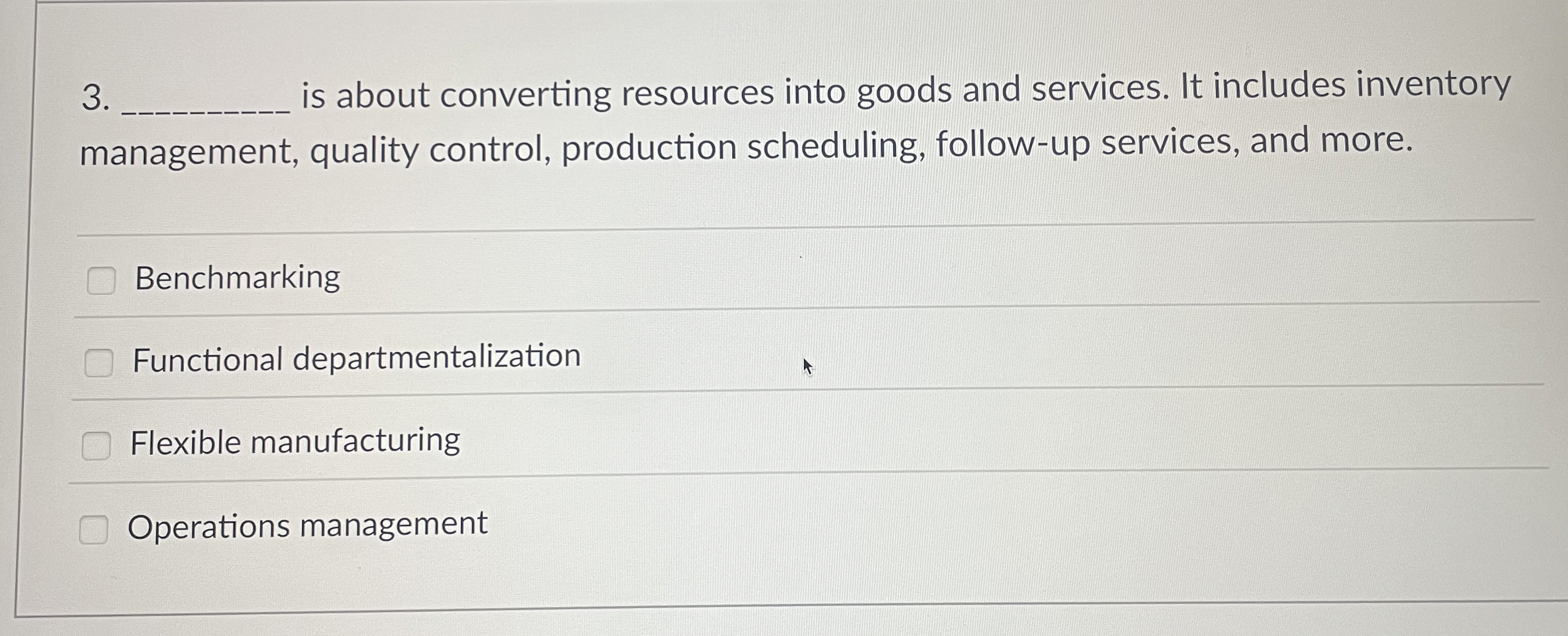  is about converting resources into goods and services. It includes inventory