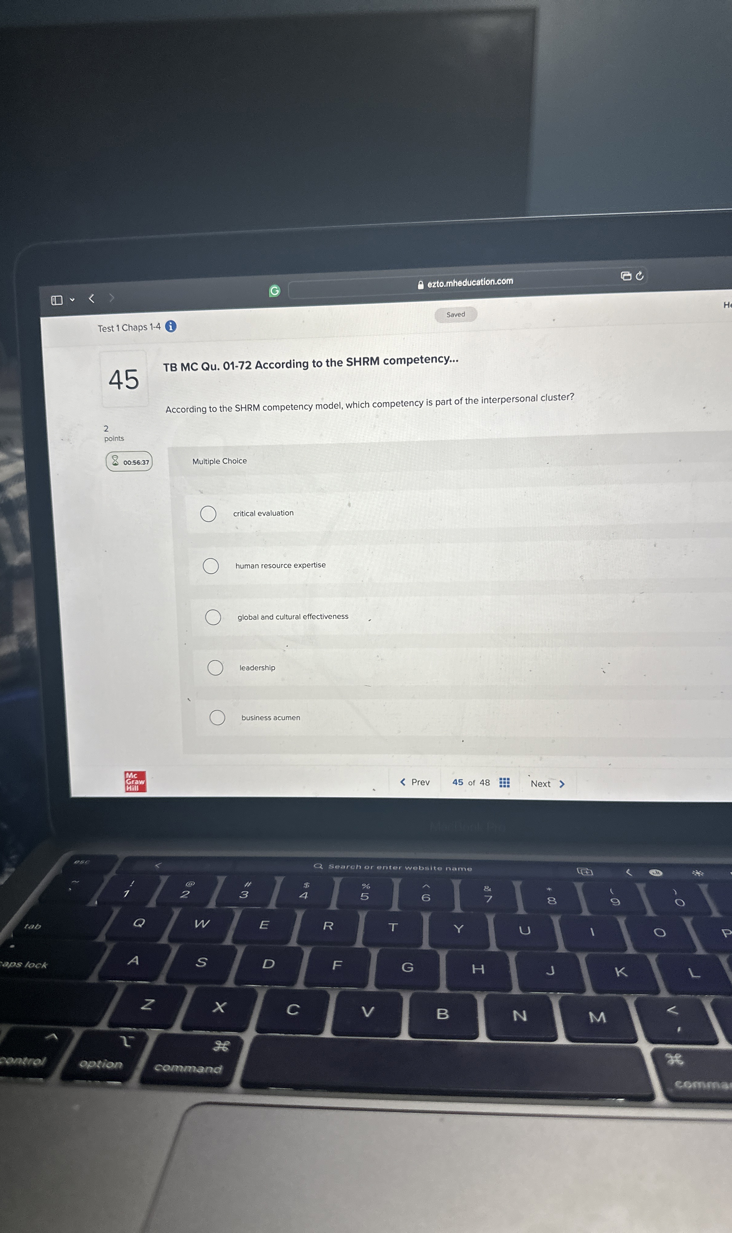  45 TB MC Qu.01-72 According to the SHRM competency... According to