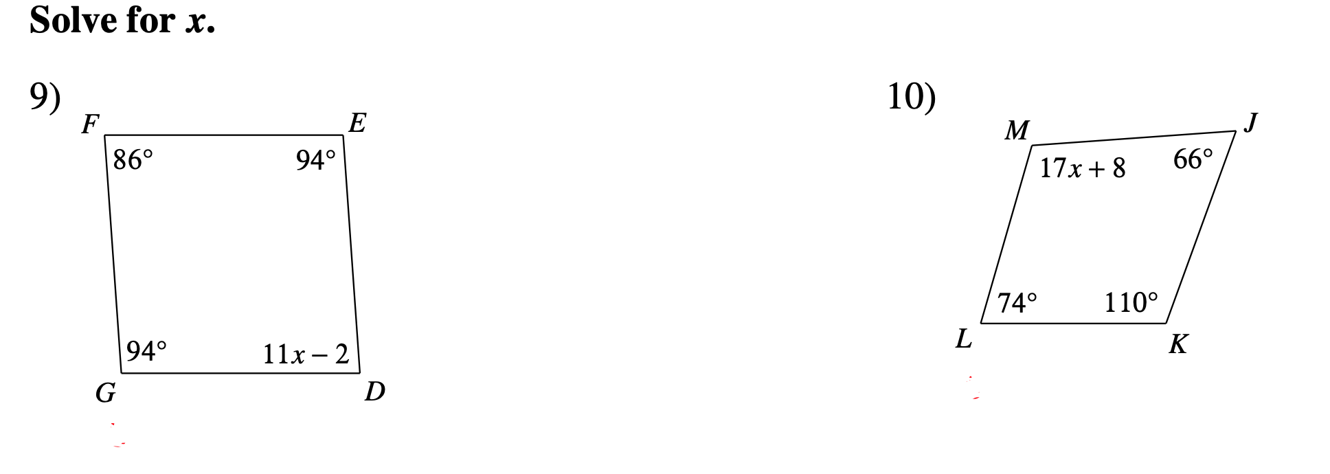  Solve for x. 