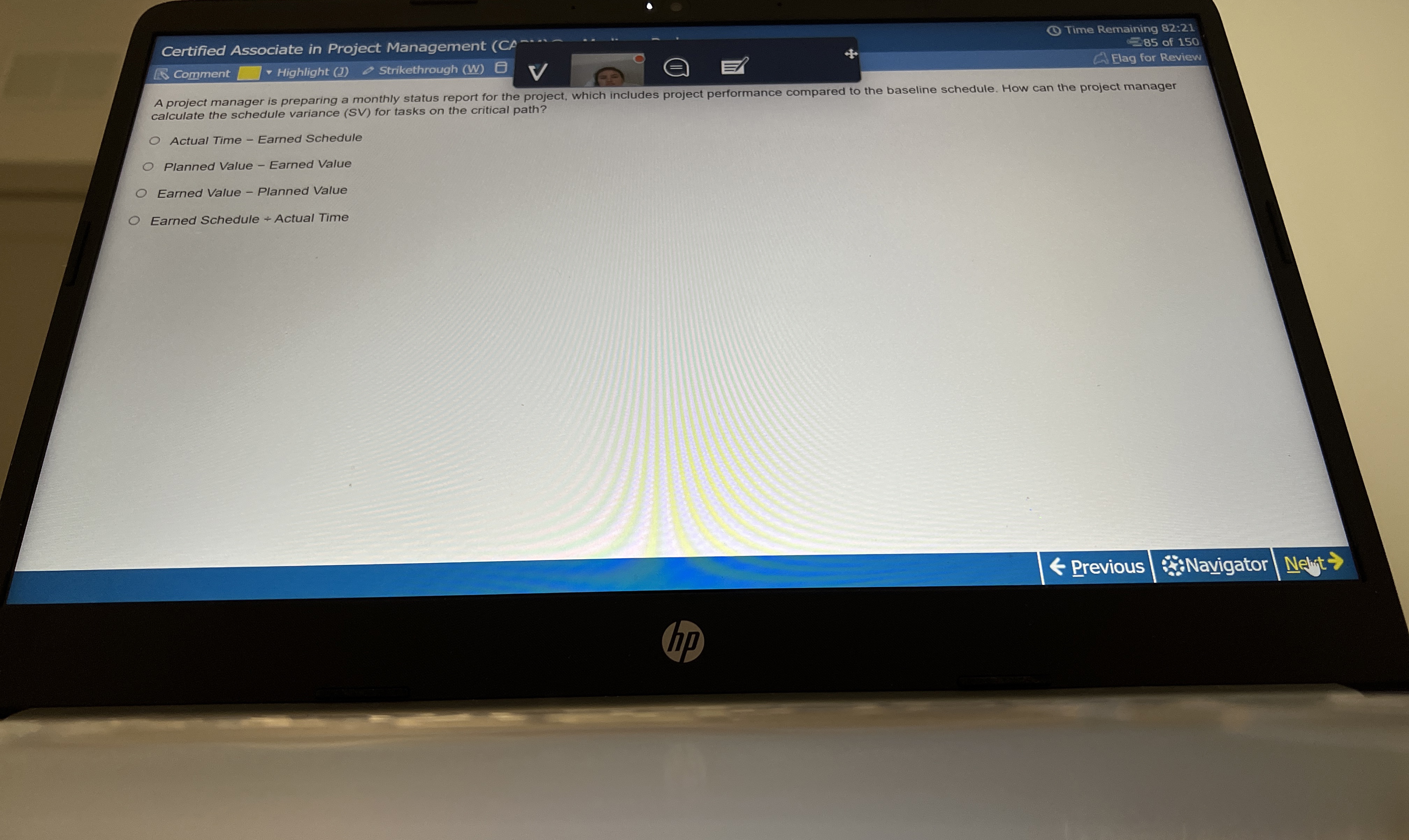  Certified Associate in Project Management ( Time Remaining 82:21 E 85