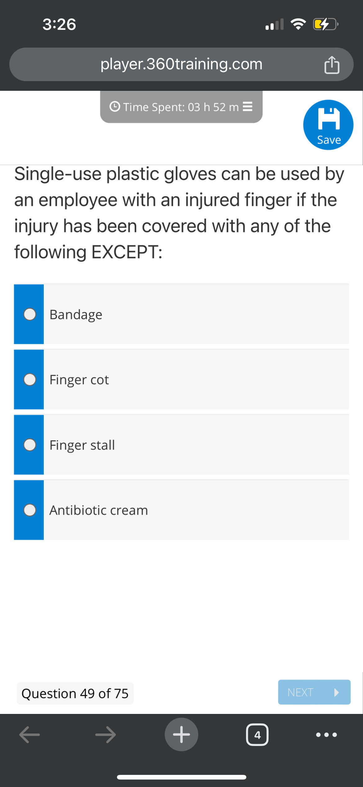  Single-use plastic gloves can be used by an employee with an