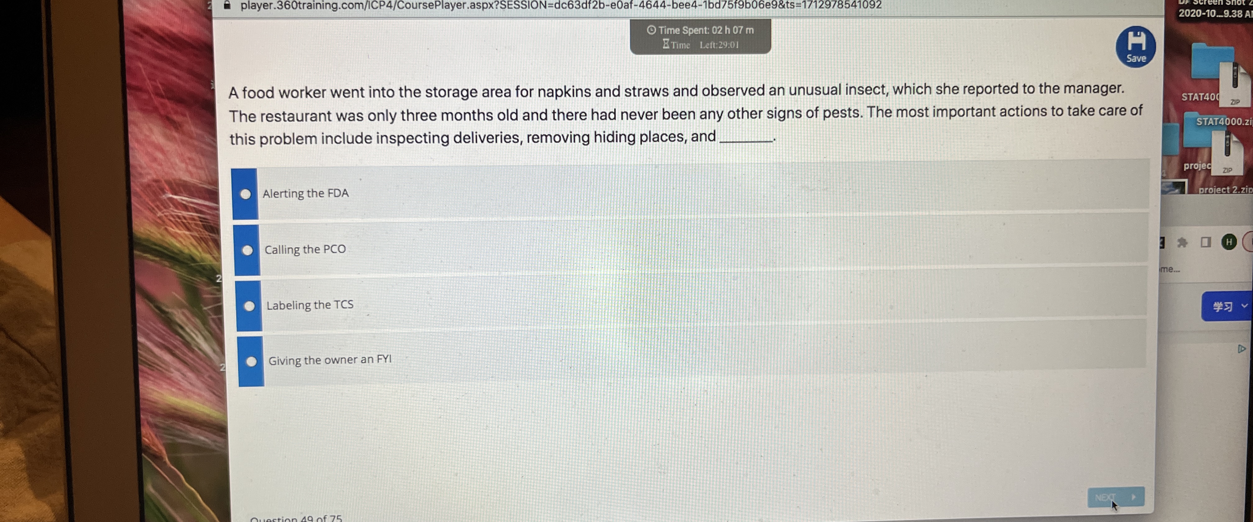  player.360training.com/ICP4/CoursePlayer.aspx?SESSION=dc63df2b-e0af-4644-bee4-1bd75f9b06e9&ts=1712978541092 Time Spent: 02 h 07 m Z Time Left:29:01 A