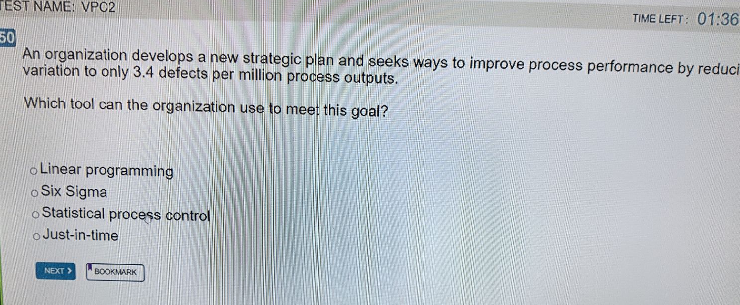  TEST NAME: VPC2 TIME LEFT: 01:36 50 An organization develops a