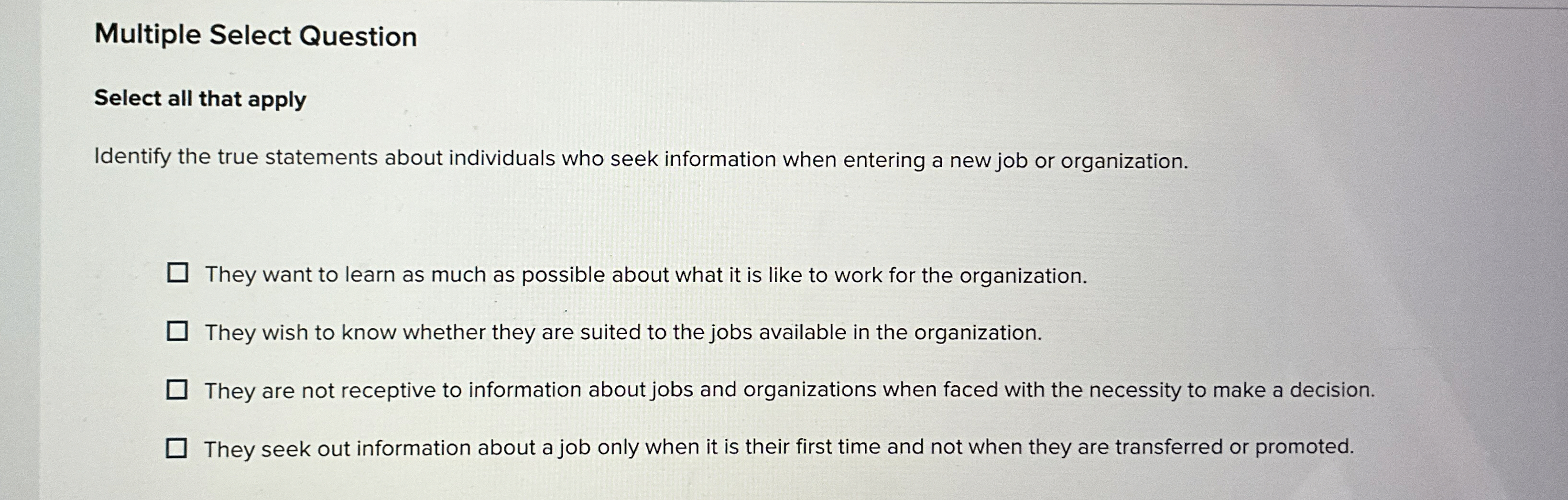  Multiple Select Question Select all that apply Identify the true statements