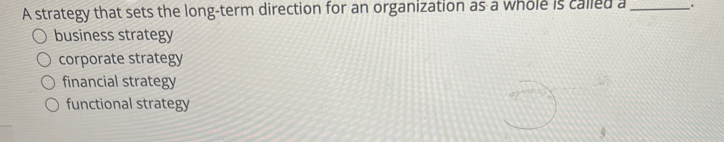 A strategy that sets the long-term direction for an organization as