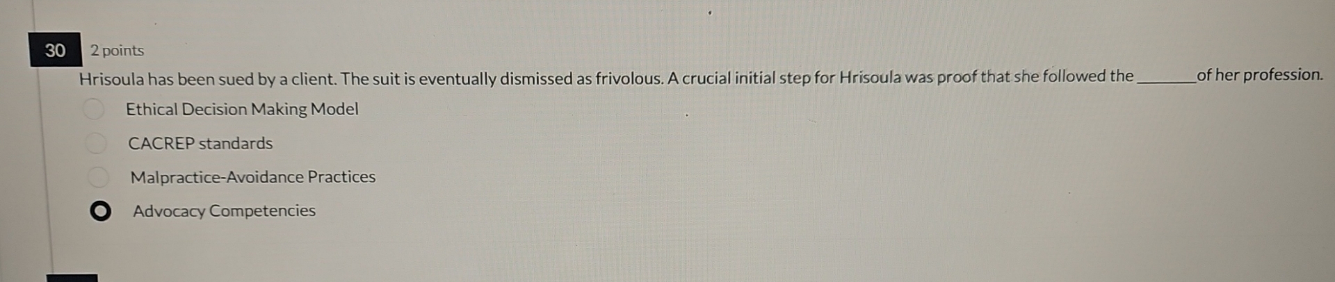  302 points Hrisoula has been sued by a client. The suit