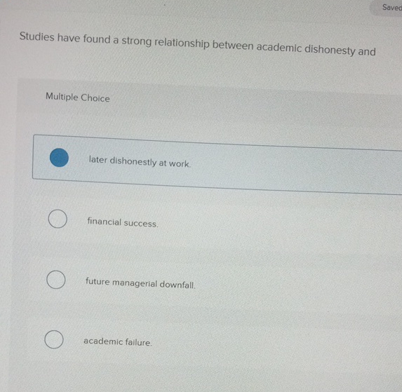  Savec Studies have found a strong relationship between academic dishonesty and