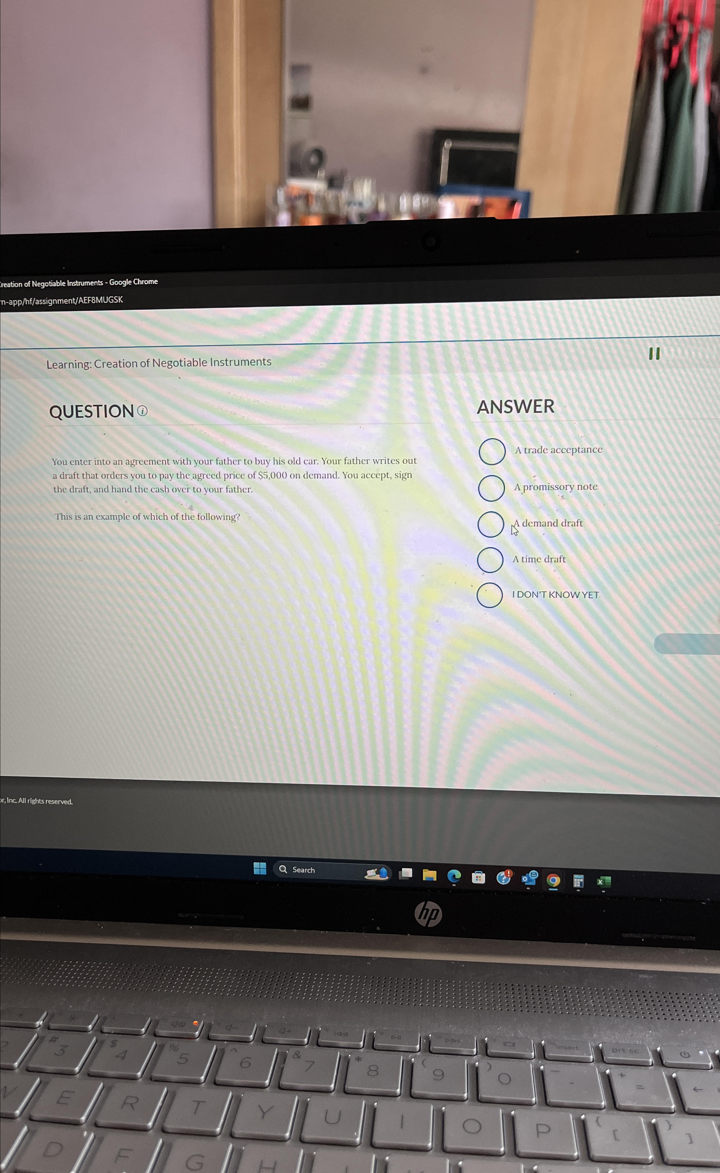  Google Chrome n-apphf? assignment/AEF8MUGSK Learning: Creation of Negotiable Instruments II QUESTION