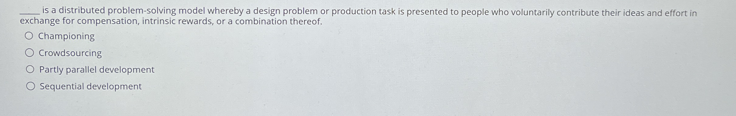  q, is a distributed problem-solving model whereby a design problem or