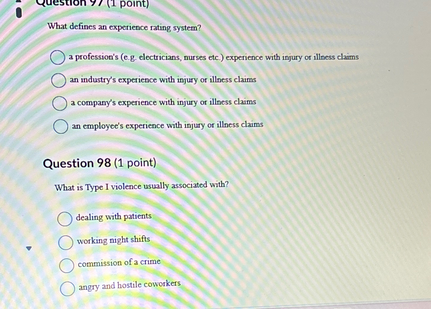 What defines an experience rating system? a profession's (e.g. electricians, nurses