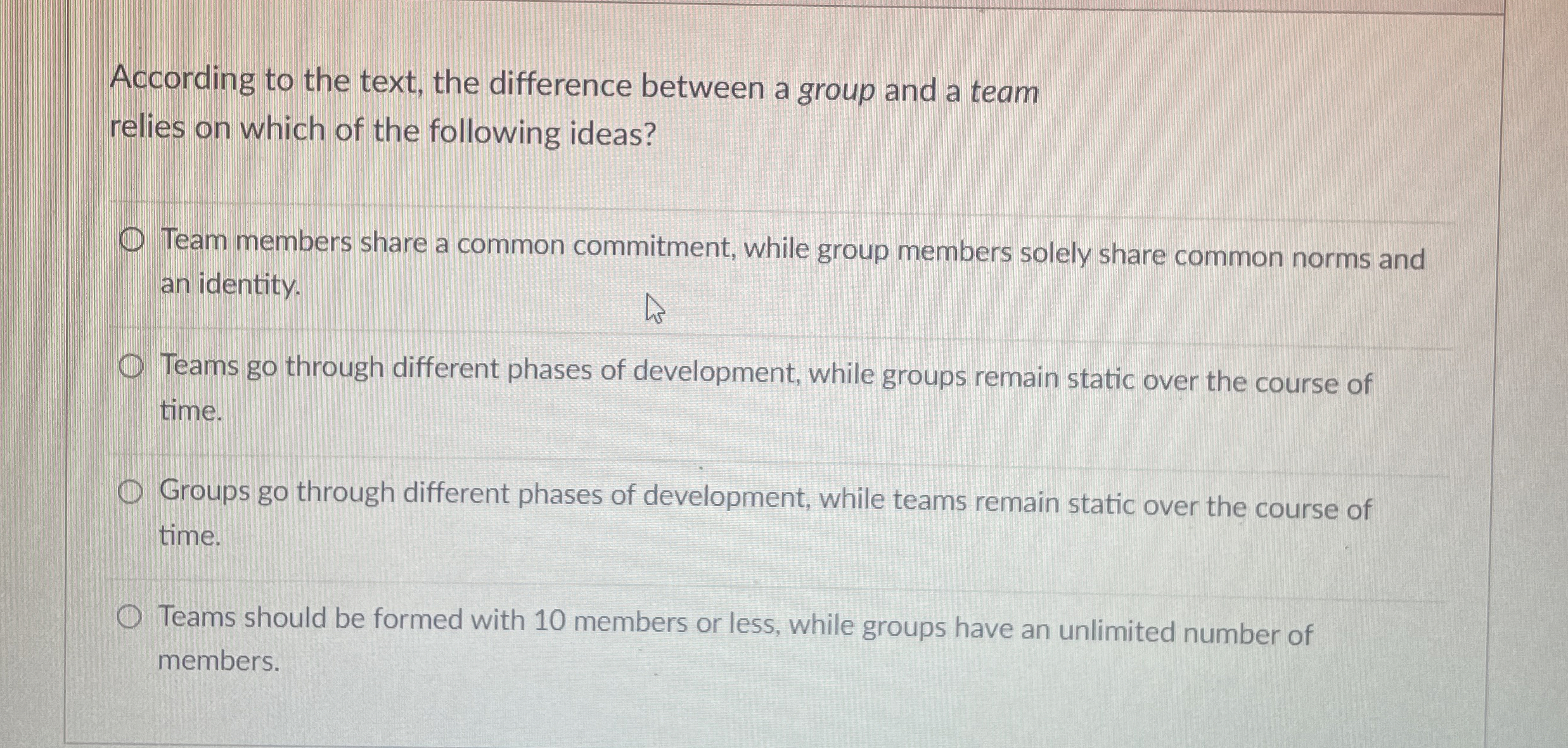  According to the text, the difference between a group and a