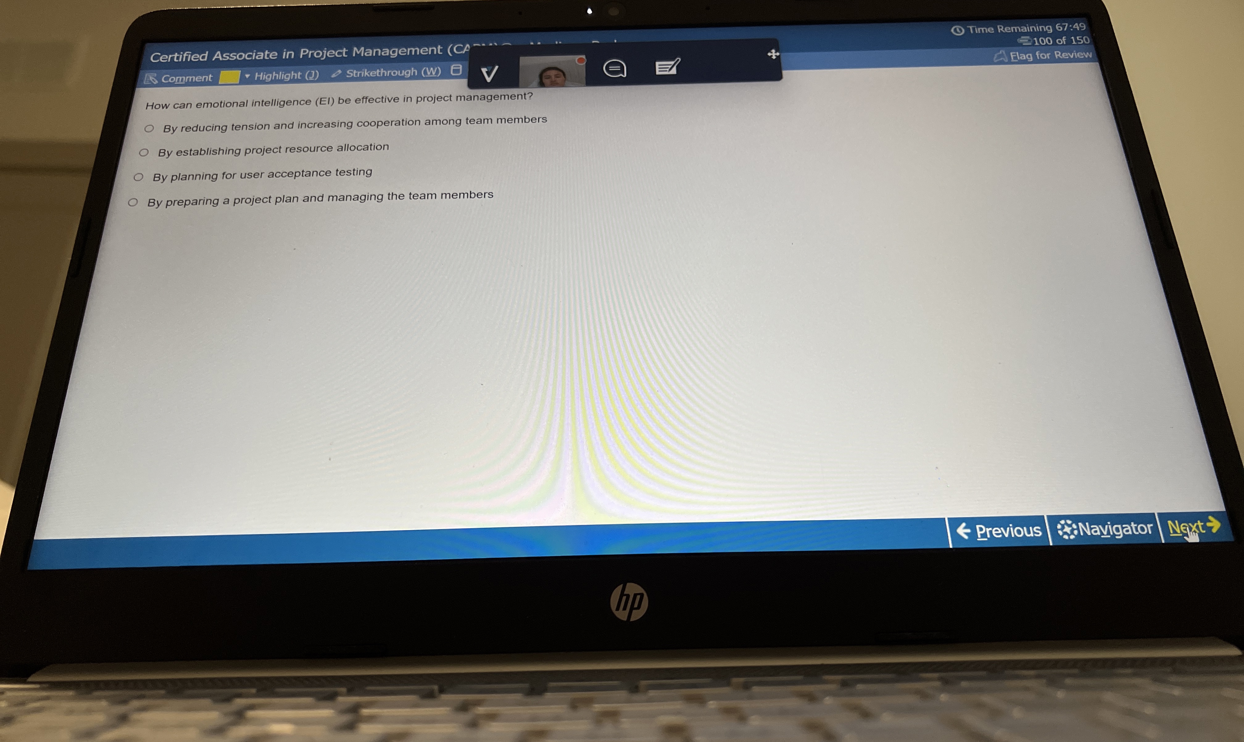  Certified Associate in Project Management Time Remaining 67:49 E 100 of
