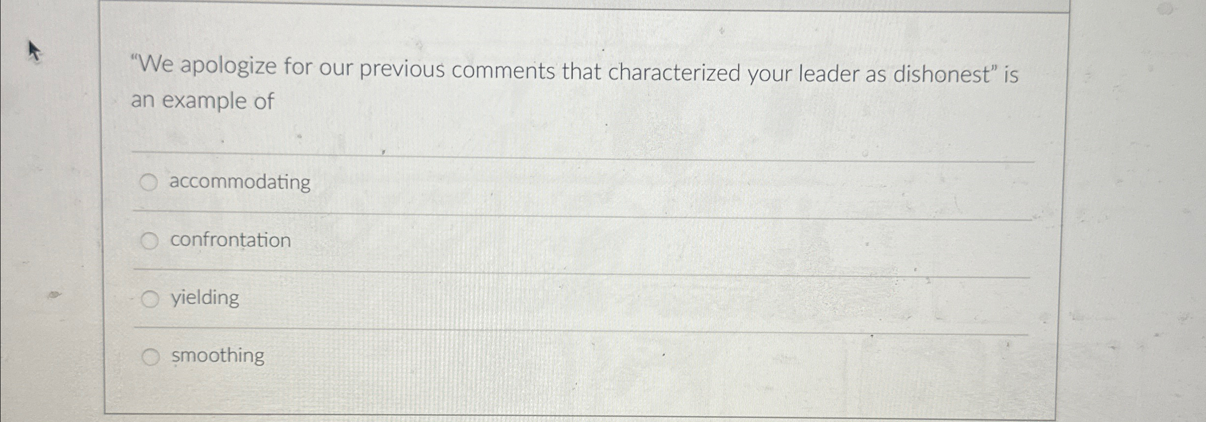  "We apologize for our previous comments that characterized your leader as