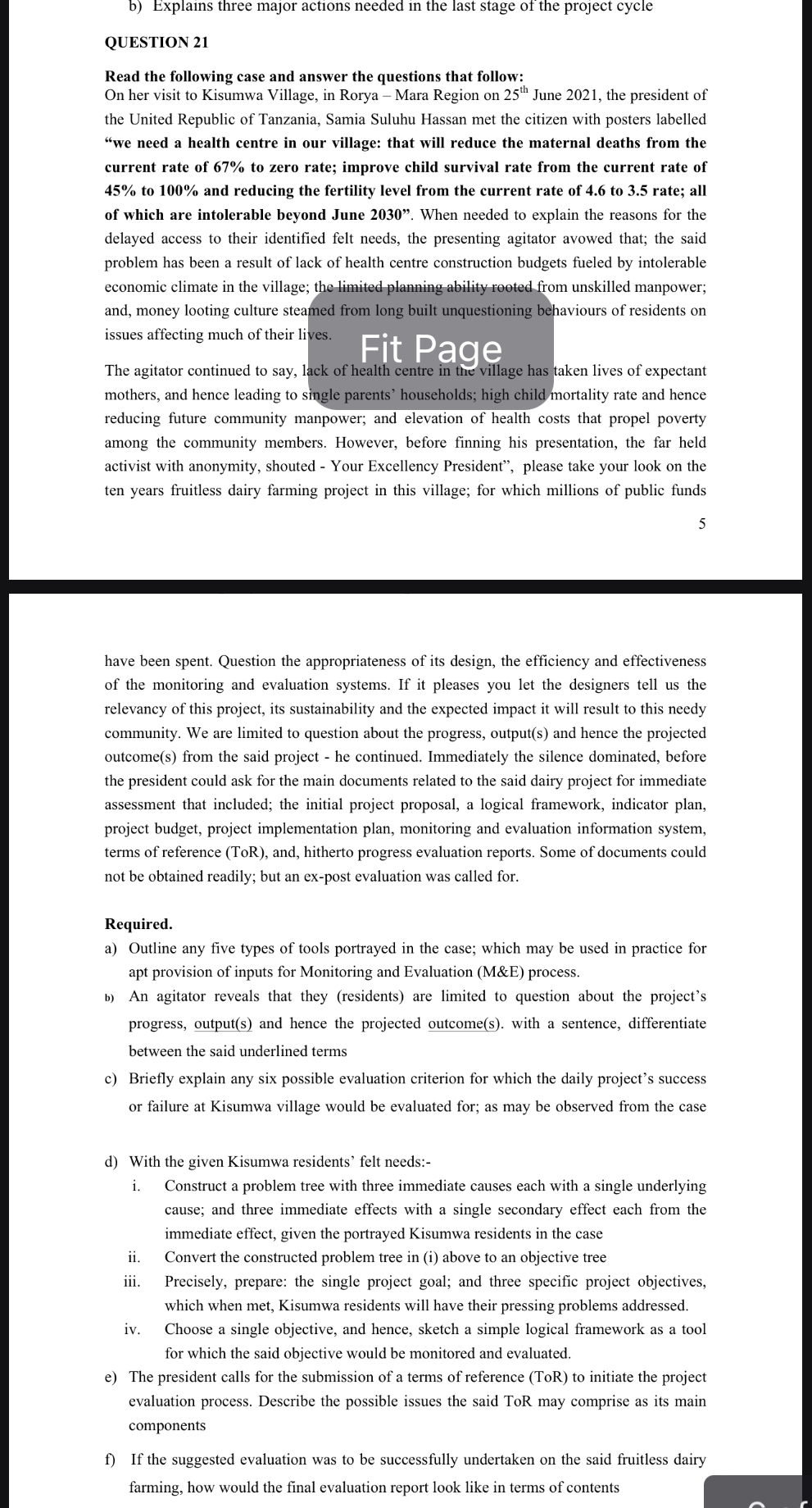  b) Explains three major actions needed in the last stage of