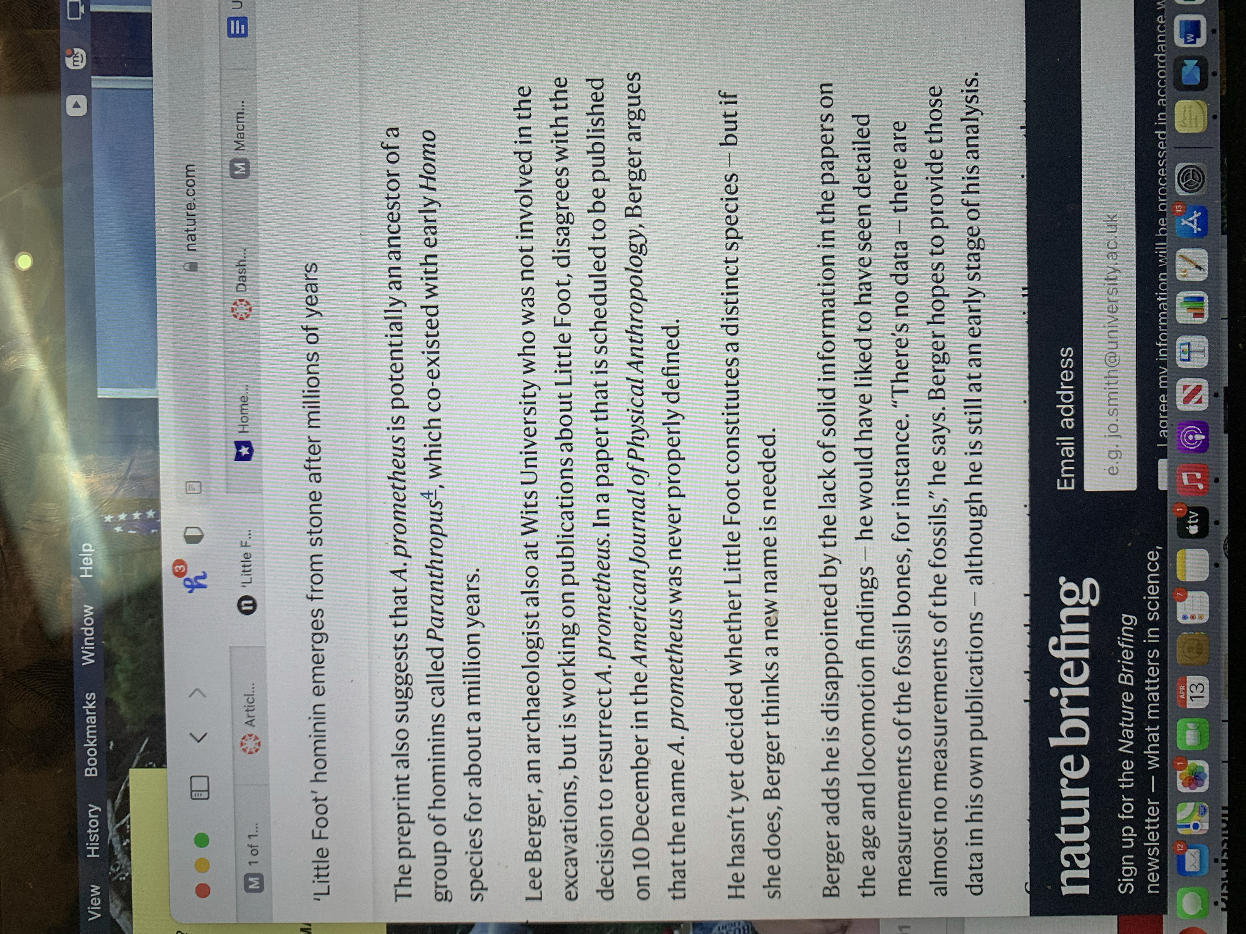 papers, this time focusing on the arms and an injury Little Foot