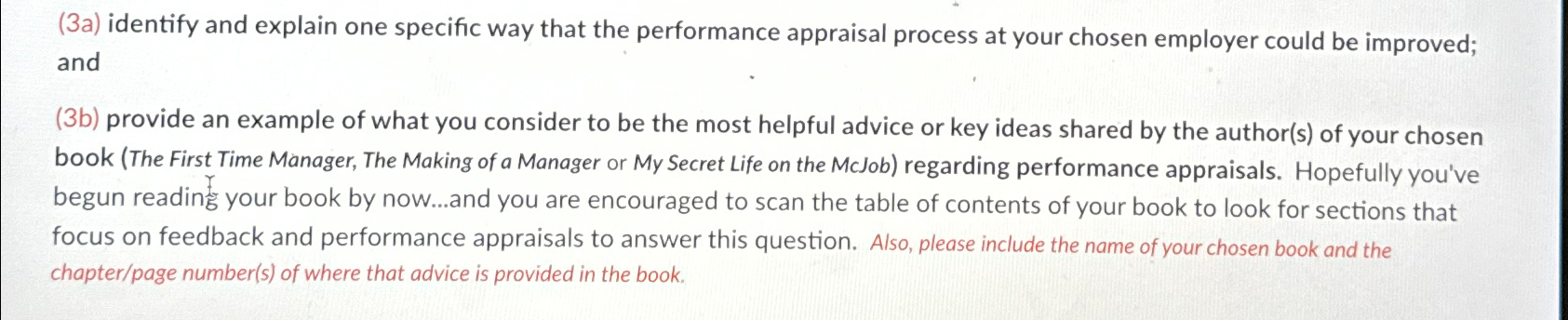  (3a) identify and explain one specific way that the performance appraisal