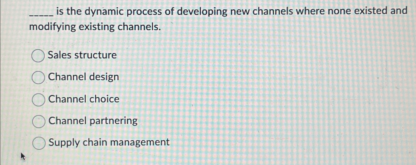  q, is the dynamic process of developing new channels where none