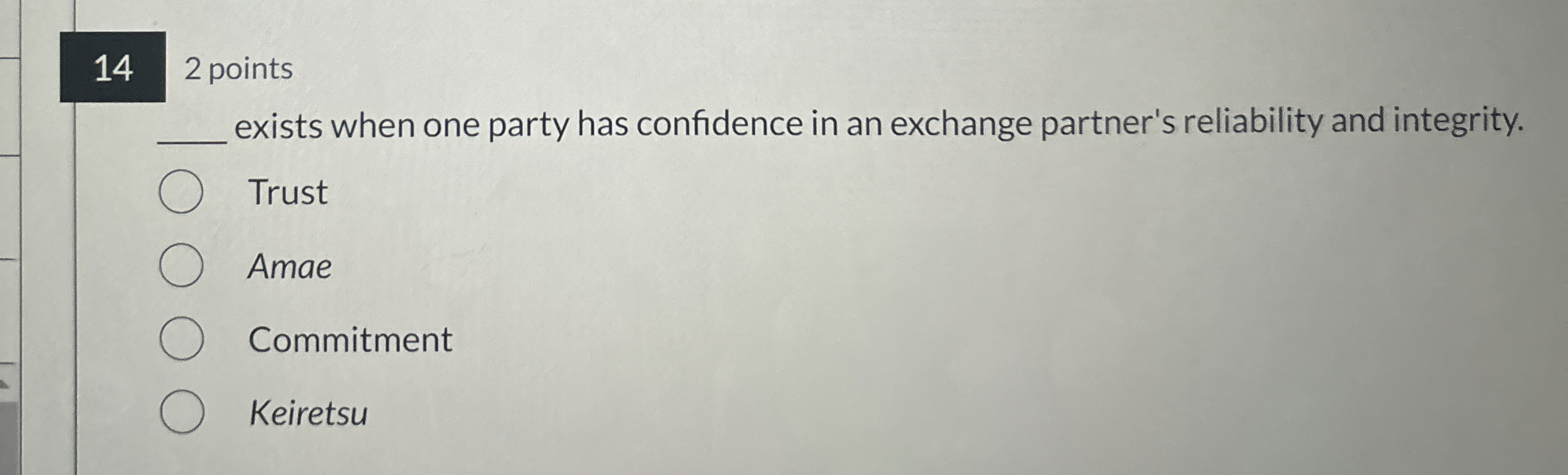  142 points q, exists when one party has confidence in an