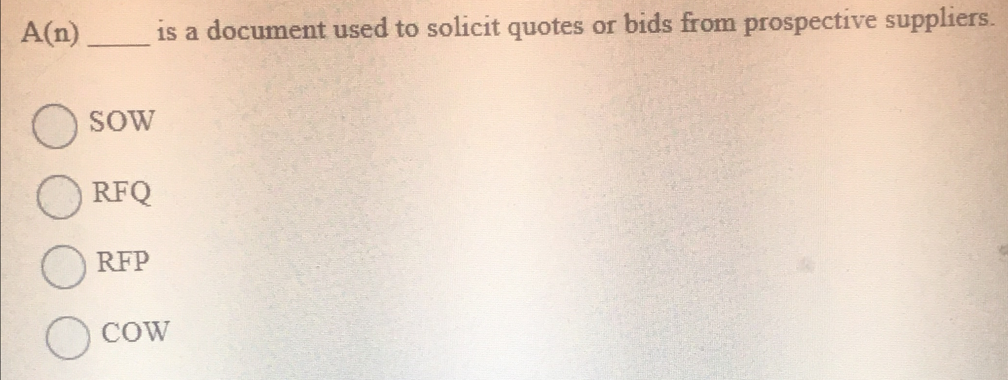  A(n) is a document used to solicit quotes or bids from