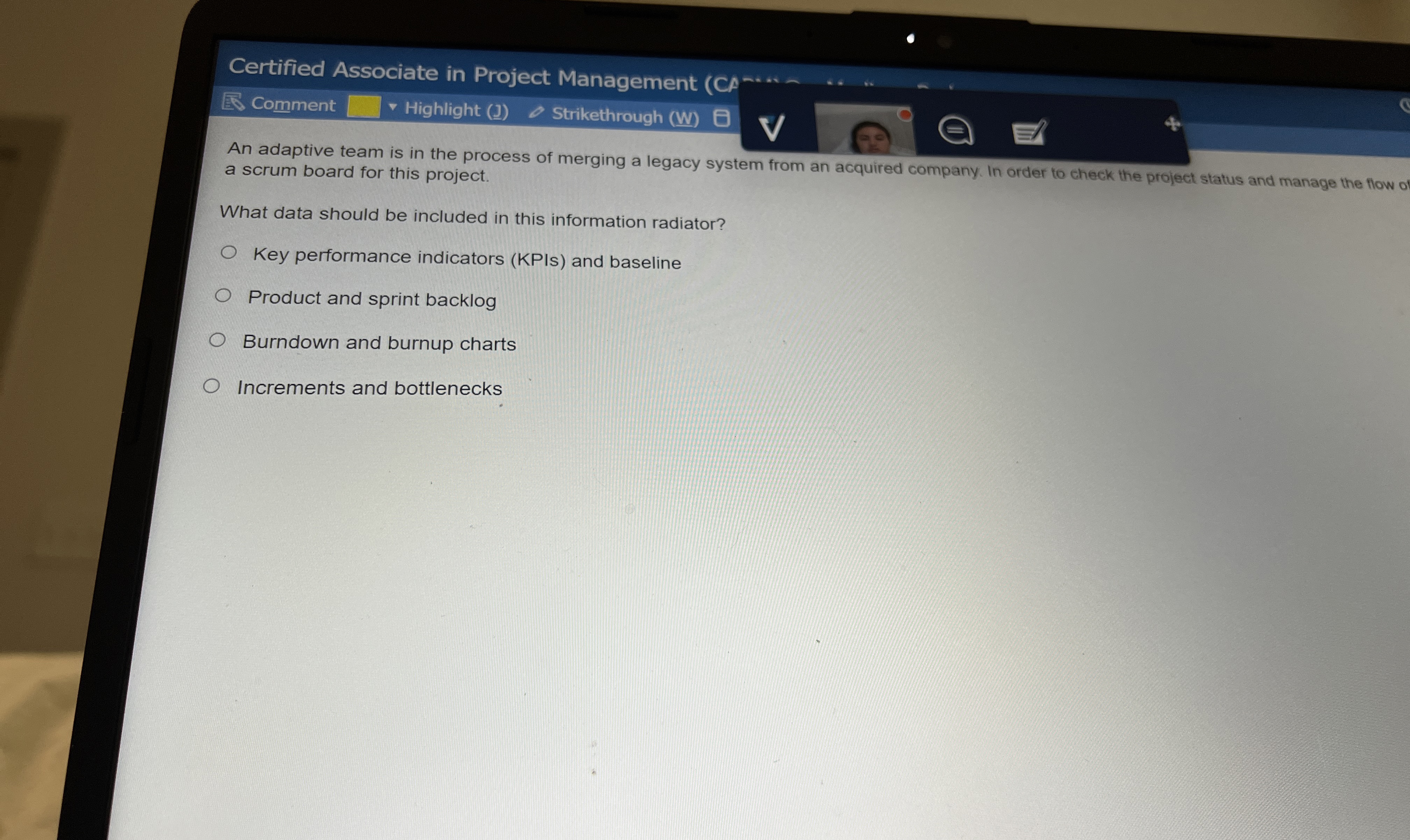  Certified Associate in Project Management Comment Highlight Strikethrough (W) An adaptive