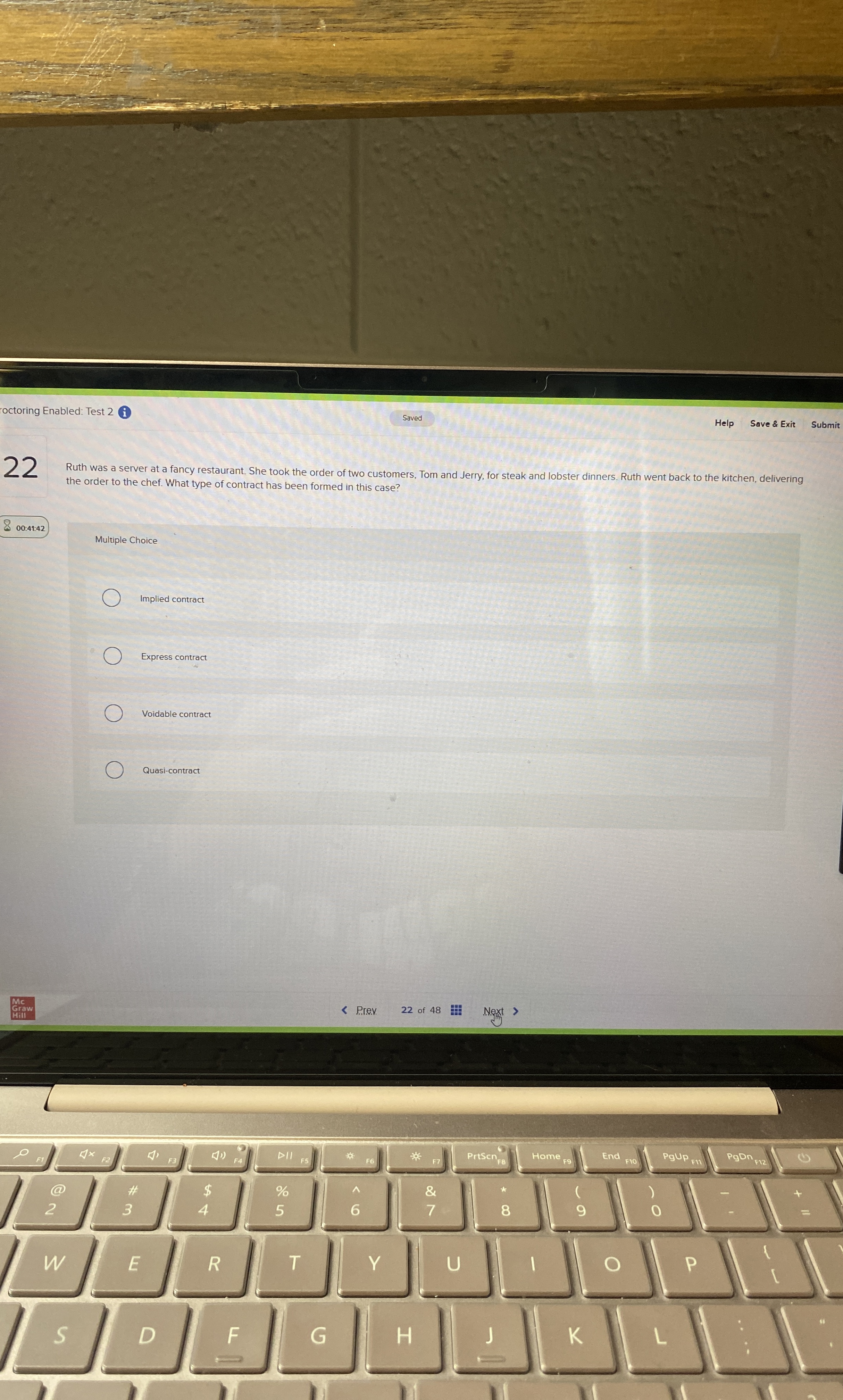  octoring Enabled: Test 2(i) Saved Help Save & Exit 22 Ruth