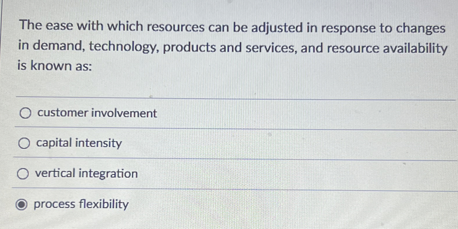  The ease with which resources can be adjusted in response to