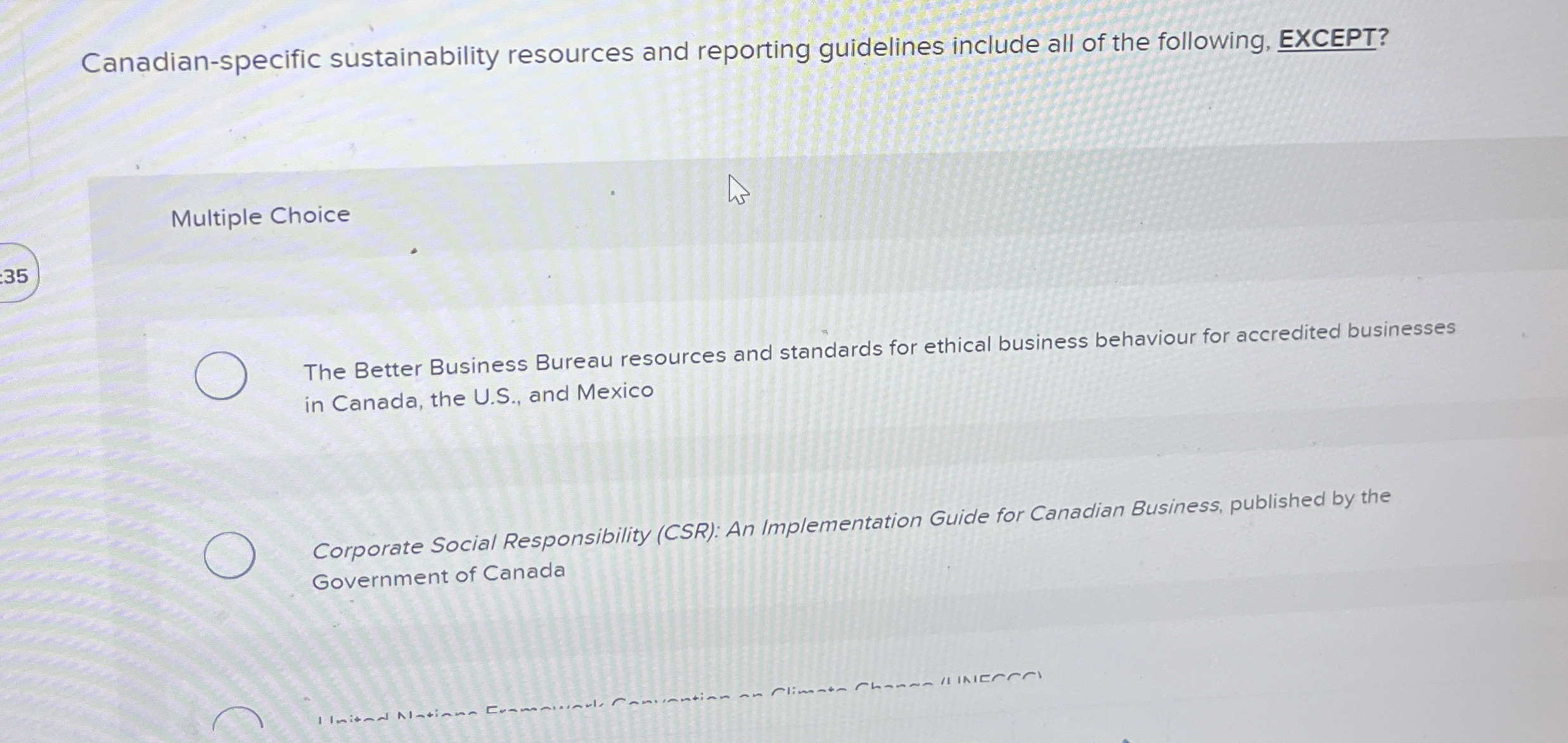  Canadian-specific sustainability resources and reporting guidelines include all of the following,