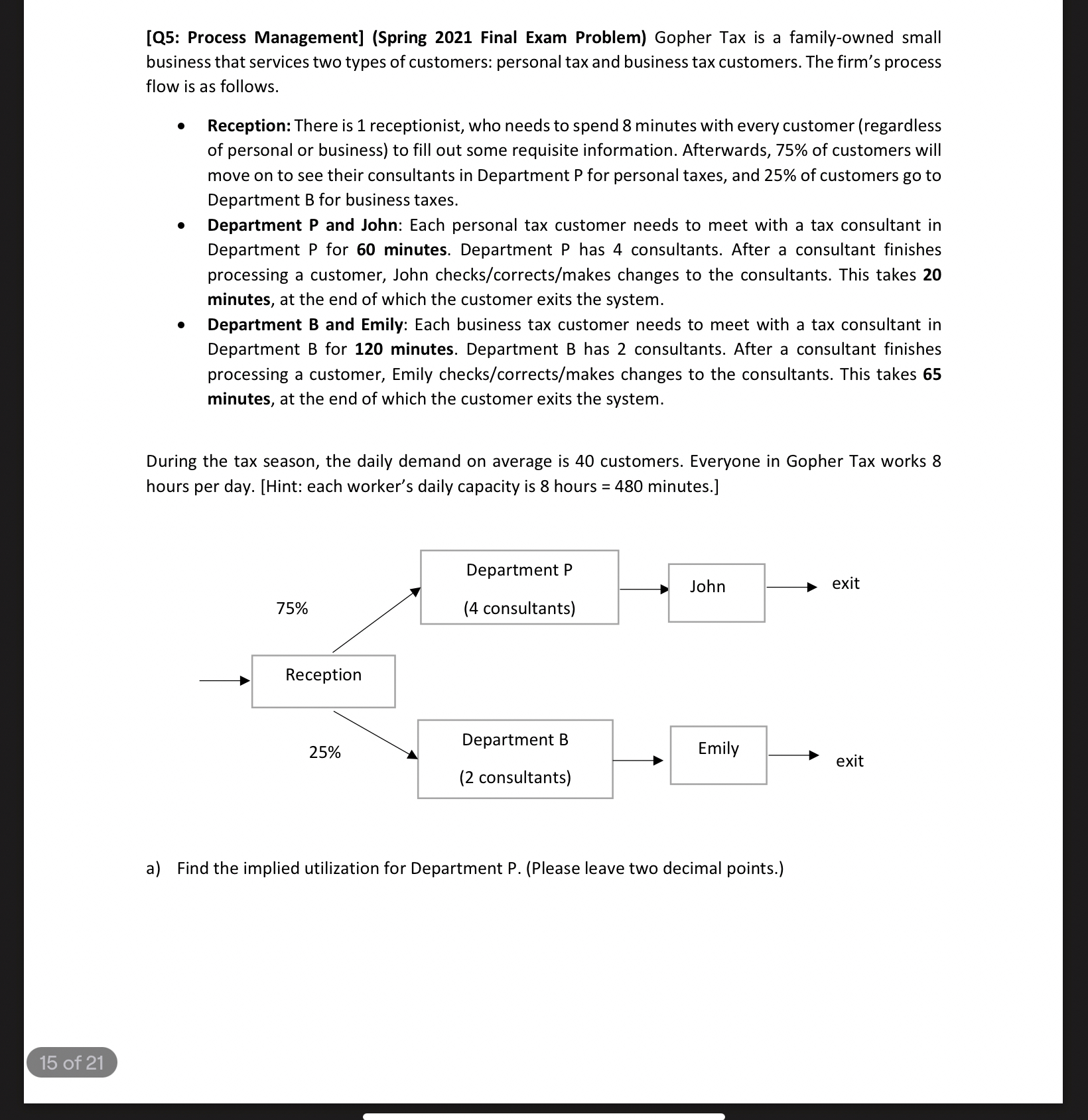  [Q5: Process Management](Spring 2021 Final Exam Problem) Gopher Tax is a