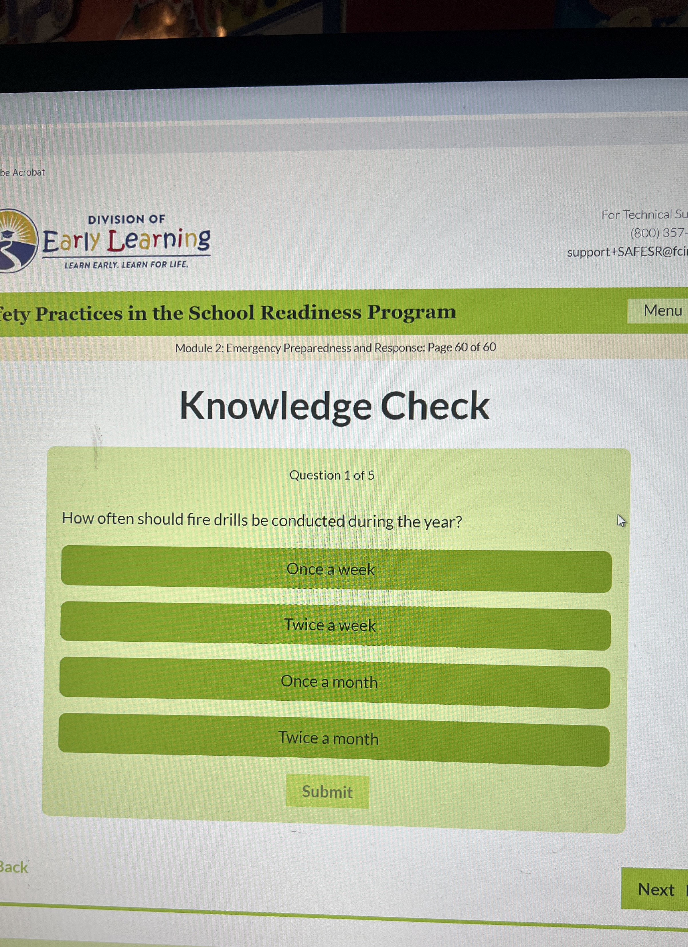  be Acrobat DIVISION OF For Technical Su Early Learning (800)357 LEARN