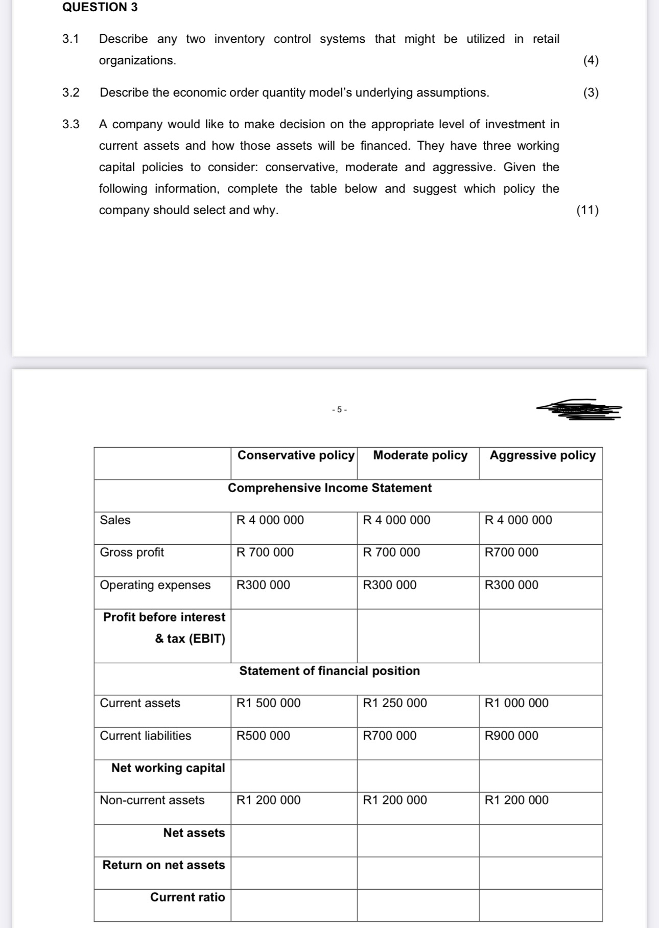  QUESTION 3 3.1 Describe any two inventory control systems that might