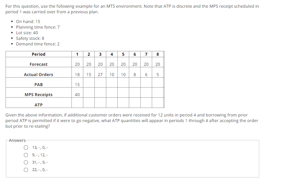  For this question, use the following example for an MTS environment.