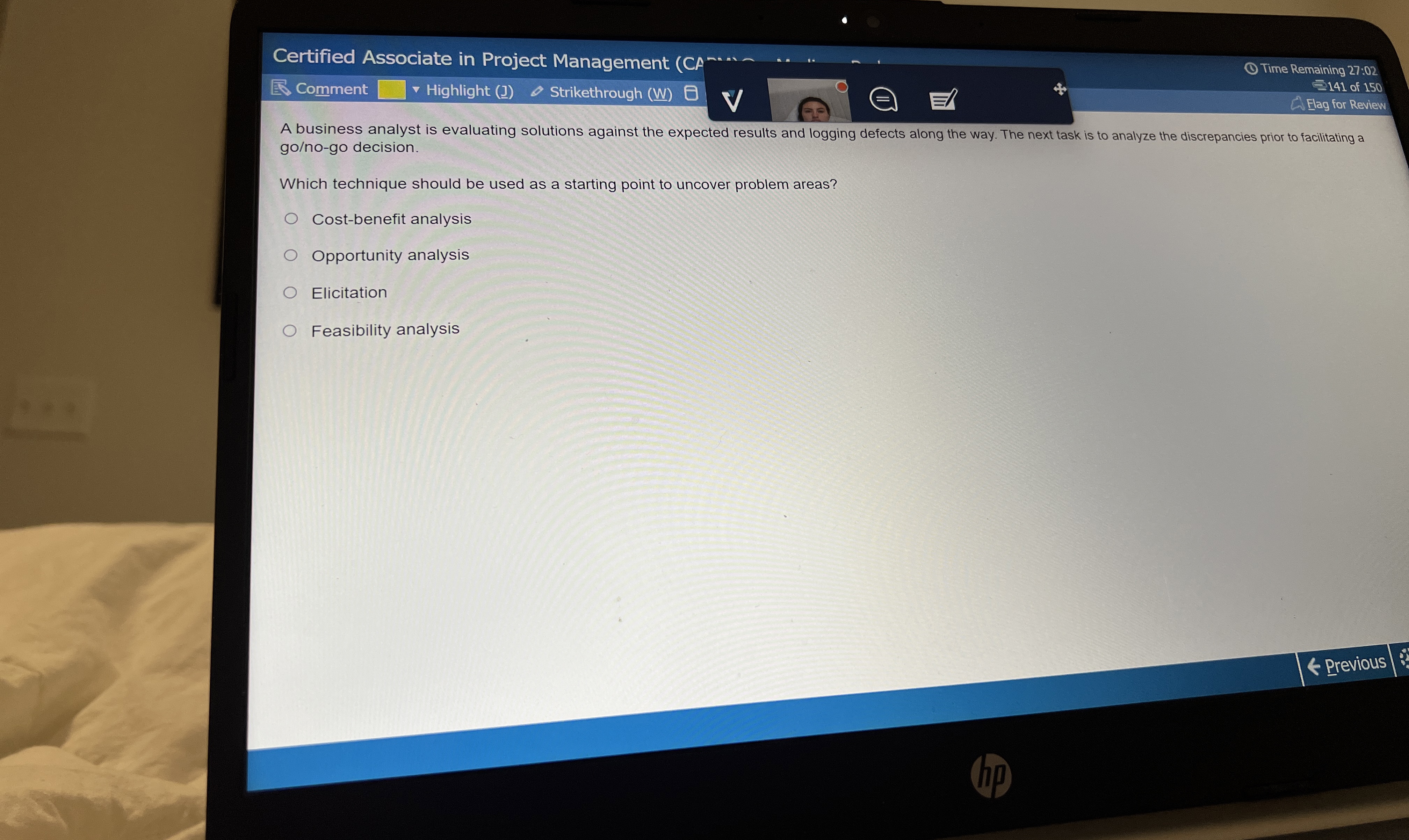  Certified Associate in Project Management Time Remaining 27:02 Comment Highlight (J)