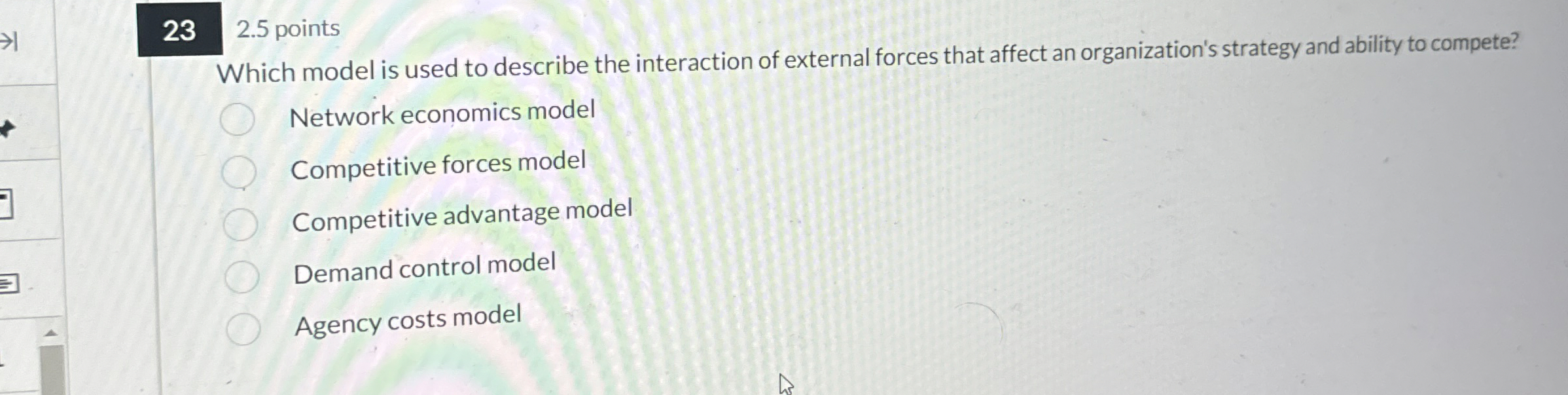  23 2.5 points Which model is used to describe the interaction