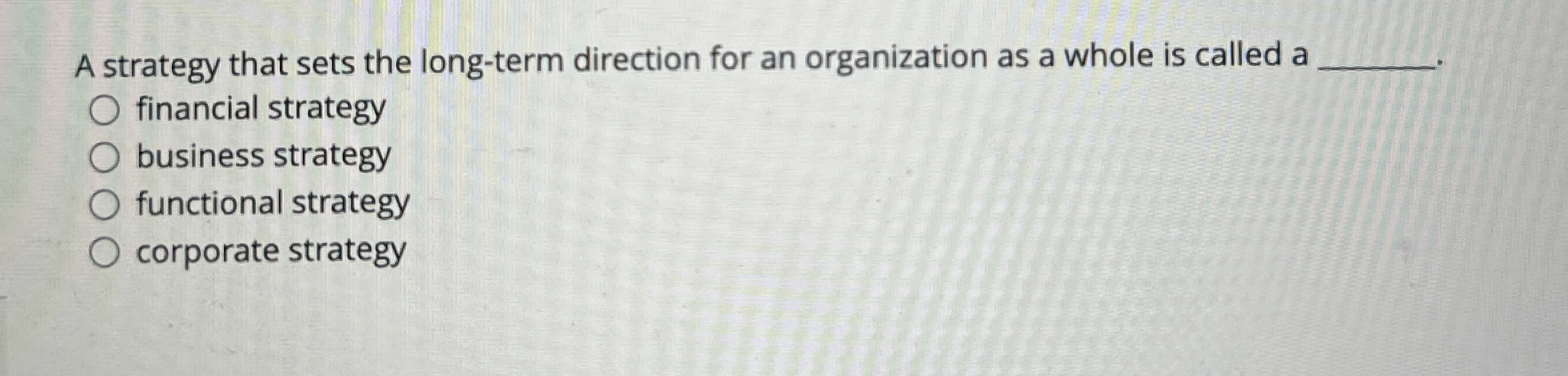  A strategy that sets the long-term direction for an organization as